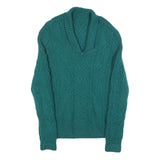Womens Green Patterned Pullover Jumper Cable Knit S Winter Knitwear