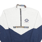 DIN MOE Mens White & Blue Naramata Centre Half Zip XL Cotton Blend Sweatshirt