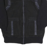Mens Black Polyester Blend Zip Jacket S Ribbed Collar Rib Knit Pockets