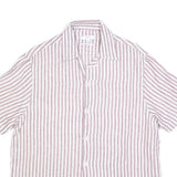 REISS Mens Pink & White Stripe Linen Shirt L Lightweight Summer Casual