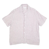 REISS Mens Pink & White Stripe Linen Shirt L Lightweight Summer Casual