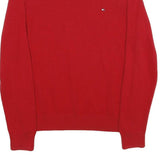 TOMMY HILFIGER Mens Red Plain Crew Neck Basic Knit M Jumper Cotton Blend