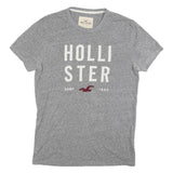 HOLLISTER Mens Grey Graphic T-Shirt S Short Sleeve Crew Neck Cotton Blend