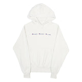 CHAMPION REVERSE WEAVE Mens White Hoodie M Cotton Blend Pullover Hooded