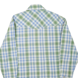 WRANGLER Mens Green & Blue Check Shirt L Western Button Front Casual Cotton