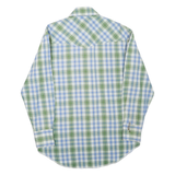 WRANGLER Mens Green & Blue Check Shirt L Western Button Front Casual Cotton