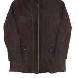 Womens Brown Faux Suede Hooded Jacket UK 16 Zip Plain Warm Casual