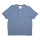 ADIDAS Mens Blue Crew Neck Short Sleeve Graphic T-Shirt L Casual Cotton