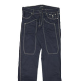 JECKERSON Mens Cotton Blend Navy Slim Straight Trousers W32 L32 Stylish Casual