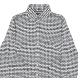 BANANA REPUBLIC Womens Black & White Pattern Shirt S Cotton Blend Button Down