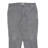 CARHARTT Mens Relaxed Grey Jeans Cotton Blend Zip W36 L30 Workwear Casual