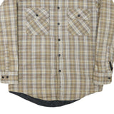 DAVID TAYLOR Mens Beige & Brown Check Shirt S Cotton Blend Casual Long Sleeve