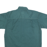 ATLANTIC Mens Green Cotton Blend Shirt L Button Down Collar Short Sleeve Casual