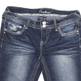 AMETHYST Womens Denim Blue Casual Shorts M W28 Stylish Embroidery Cuffed