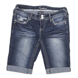 AMETHYST Womens Denim Blue Casual Shorts M W28 Stylish Embroidery Cuffed