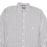 NAUTICA Mens White & Red Checked Cotton Blend Shirt L Classic Button Down Long