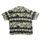 R&R CLASSICS Mens Black & Cream Floral Rayon Shirt XL Summer Beach Style