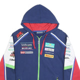SUZUKI COLLECTION Mens Blue Red Cotton Blend Hoodie M Racing Team Zip Up