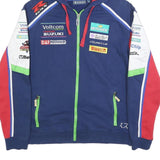SUZUKI COLLECTION Mens Blue Red Cotton Blend Hoodie M Racing Team Zip Up