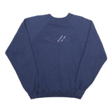 HANES Mens Blue Crew Neck XL Embroidered Logo Sweatshirt Cotton Blend Casual