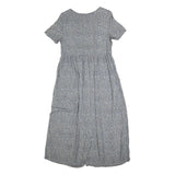 ALL THAT JAZZ Womens Grey Floral Day Dress Cotton Blend Short Sleeve Midi M