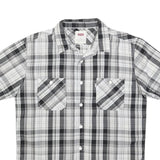 LEVI'S Mens Black & Grey Check Shirt M Cotton Casual Short Sleeve Button Front