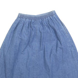 KORET Womens Blue Denim Button Midi Cotton Blend Pleated Skirt XS Casual