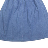KORET Womens Blue Denim Button Midi Cotton Blend Pleated Skirt XS Casual