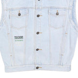 TRADERS Boys Blue Cotton Denim Sleeveless Jacket L Button Plain Stylish