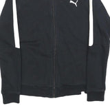 PUMA Womens Black & White Zip Jacket UK 10 Cotton Blend Plain Casual Activewear