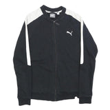 PUMA Womens Black & White Zip Jacket UK 10 Cotton Blend Plain Casual Activewear