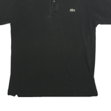 LACOSTE Mens Black Short Sleeve Plain S Cotton Blend Polo Shirt Classic Logo