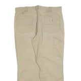 CARHARTT Mens Cotton Blend Beige Relaxed W38 L30 Workwear Trousers Zip Closure