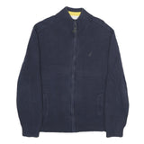 NAUTICA Mens Navy Blue Plain Cotton Full Zip Patterned Jumper XL Casual