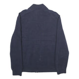 NAUTICA Mens Navy Blue Plain Cotton Full Zip Patterned Jumper XL Casual