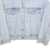 THREE QUARTER Womens Blue Denim Jacket L Cotton Button Classic Casual