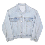 THREE QUARTER Womens Blue Denim Jacket L Cotton Button Classic Casual