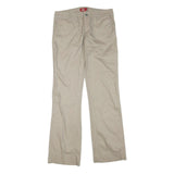 DICKIES Womens Regular Beige Cotton Blend Zip Trousers W32 L32 Comfortable