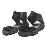 CLARKS Womens Black Comfort Leather Ankle Strap Sandals UK 4 Stylish Footwear