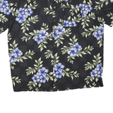 DENVERHAYES Mens Black & Blue Floral Rayon Shirt XL Hawaiian Style Casual