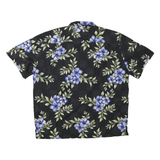 DENVERHAYES Mens Black & Blue Floral Rayon Shirt XL Hawaiian Style Casual