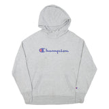 CHAMPION Womens Grey Hoodie L Classic Logo Pullover Casual Sweatshirt