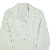 Womens White Casual Button Jacket S Polyester Blend Plain Lightweight
