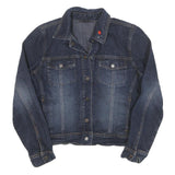 CONTRAST Womens Blue Denim Jacket M Cotton Blend Button Closure Casual Outerwear