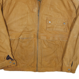 BOSTON TRADERS Mens Tan Leather Zip Jacket L Leather Casual Outerwear