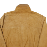 BOSTON TRADERS Mens Tan Leather Zip Jacket L Leather Casual Outerwear