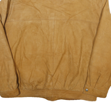 BOSTON TRADERS Mens Tan Leather Zip Jacket L Leather Casual Outerwear