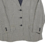 TALBOTS Womens Black White Check Button Jacket M Rayon Woven Classic Tailored