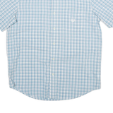 CHAPS Mens Blue & White Checked Short Sleeve Shirt XL Casual Cotton Blend