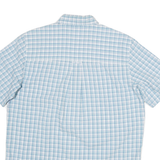 CHAPS Mens Blue & White Checked Short Sleeve Shirt XL Casual Cotton Blend